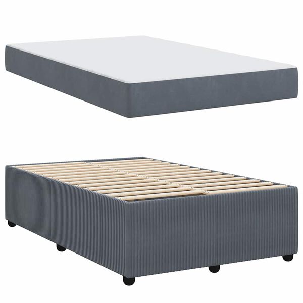 vidaXL Estrutura da Cama com colch&atilde;o Cinza Escuro 120 x 200 cm tecido