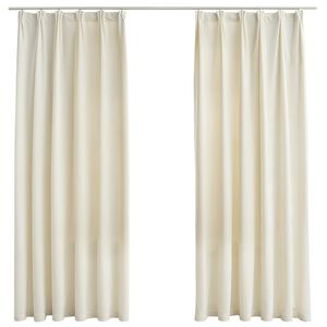 vidaXL Cortinas blackout com ganchos 2 pcs 140x175 cm veludo cor creme
