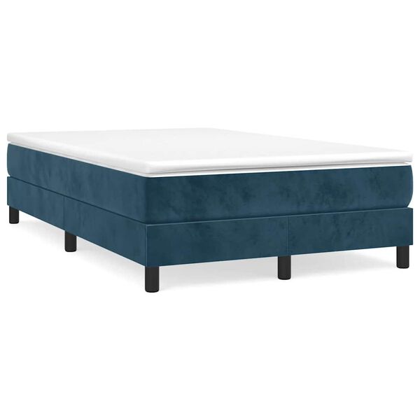 vidaXL Cama boxspring com colch&atilde;o 120x200 cm veludo azul-escuro