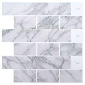 vidaXL Azulejo Subterr&acirc;neo 10 pcs M&aacute;rmore Branco 30,5 x 30,5 cm