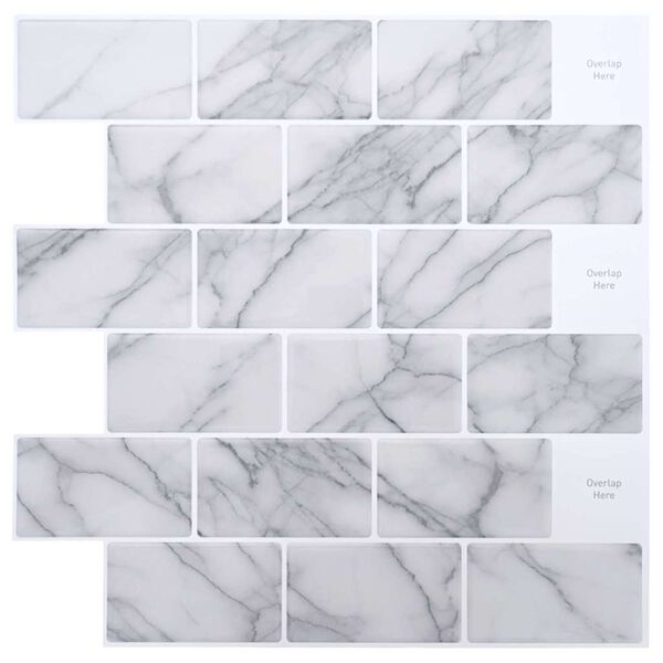 vidaXL Azulejo Subterr&acirc;neo 10 pcs M&aacute;rmore Branco 30,5 x 30,5 cm