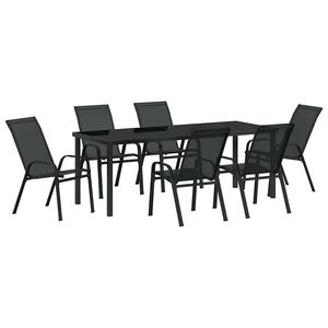 vidaXL Conjunto de Jantar para Jardim 7 pcs Preto