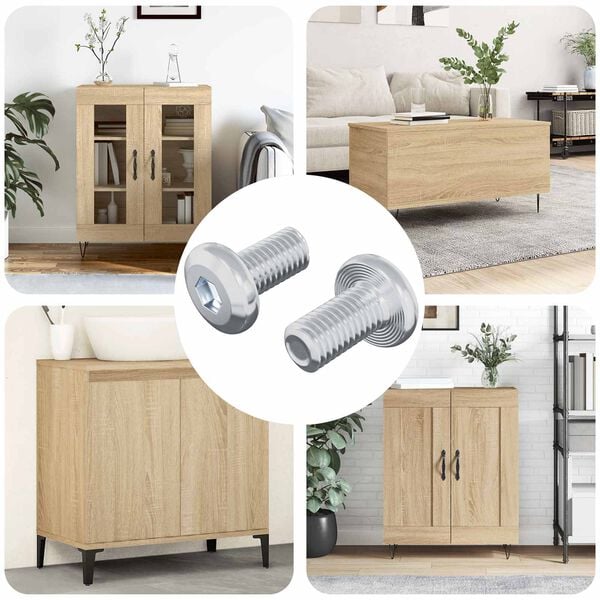 vidaXL Parafuso de Trava Liso 2 pcs Prateado M6 x 12 mm A&ccedil;o