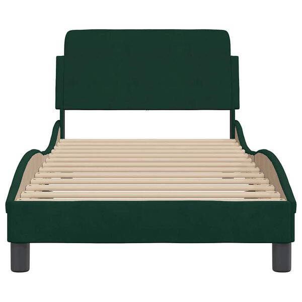 vidaXL Estrutura de cama Dover 90x190 cm veludo verde-escuro