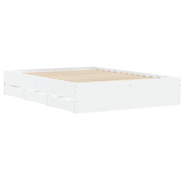 vidaXL Estrutura de cama c/ gavetas 135x190cm derivados madeira branco