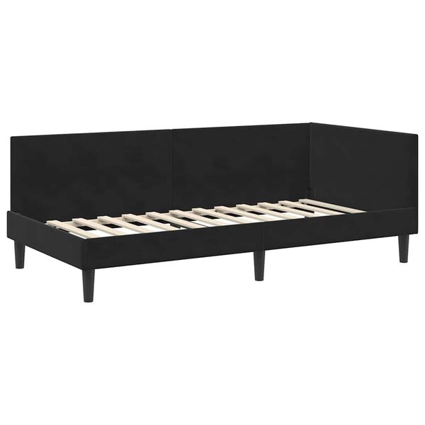 vidaXL Estrutura de Cama de Canto com cabeceira Preto 90 cm x 190 cm