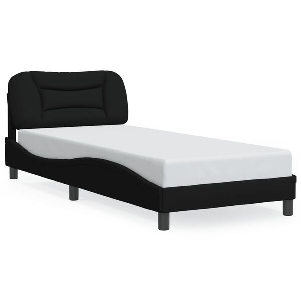 vidaXL Estrutura de cama sem colch&atilde;o Hvar 90x190 cm tecido preto