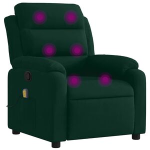 vidaXL Poltrona de massagens reclin&aacute;vel veludo verde-escuro