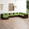 vidaXL 8 pcs conjunto lounge jardim c/ almofad&otilde;es vime PE castanho