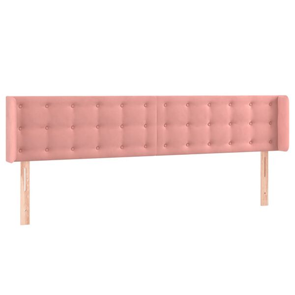 vidaXL Cabeceira de cama c/ luzes LED veludo 203x16x78/88 cm rosa