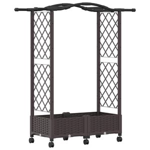 vidaXL Cama Elevada com Treli&ccedil;a e Telhado Castanho 124 x 40 x 129 cm