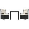 vidaXL Conjunto de Jantar para Jardim 3 pcs Preto vime PE