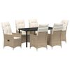 vidaXL Conjunto de Jantar para Jardim com almofada 7 pcs Bege vime PE