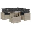 vidaXL 6 pcs conj. sof&aacute;s jardim com almofad&otilde;es vime PE cinzento-claro