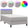 vidaXL Cama box spring c/ colch&atilde;o e LED 80x200 cm tecido cinza-claro