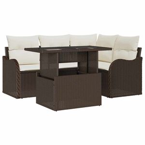 vidaXL Conjunto de Jantar para Exterior com almofada 5 pcs Castanho