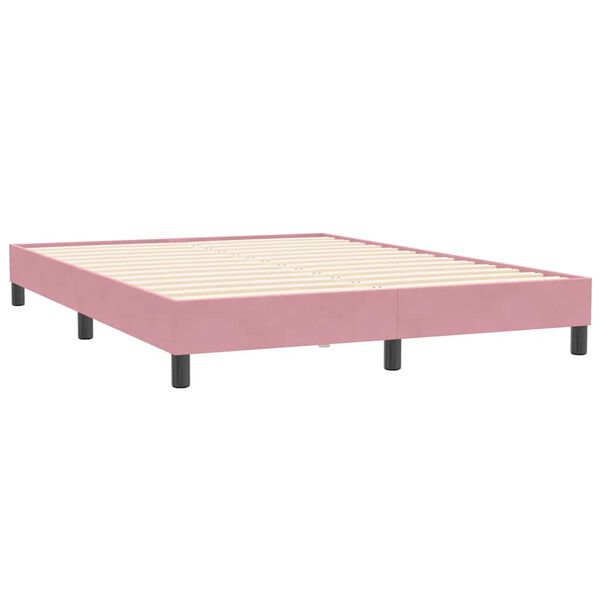 vidaXL Cama box spring com colch&atilde;o 160x210 cm veludo rosa
