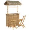 vidaXL Mesa de Bar e Banquinhos para Exterior 3 unid. Natural Bambu