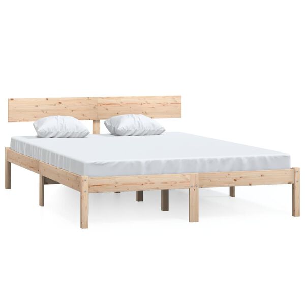 vidaXL Estrutura de cama 140x190 cm pinho maci&ccedil;o