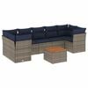 vidaXL 8 pcs conjunto sof&aacute;s p/ jardim c/ almofad&otilde;es vime PE cinzento