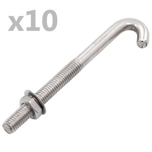 vidaXL Parafuso em J com porca e arruela M8x100 mm 25 conjuntos