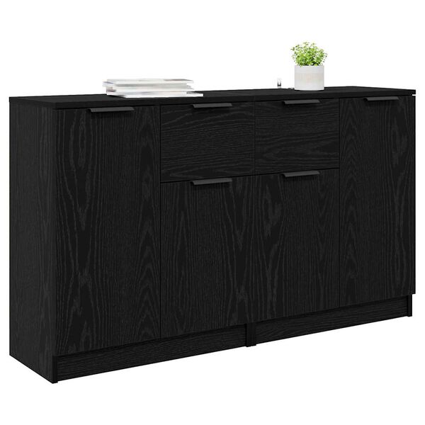 vidaXL Aparadores com gaveta 2 pcs Carvalho Preto 60 x 30 x 70 cm
