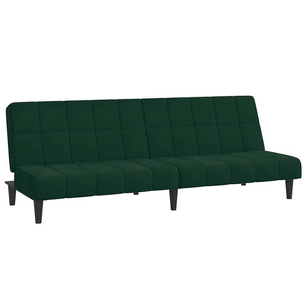 vidaXL Sof&aacute;-cama de 2 lugares veludo verde-escuro