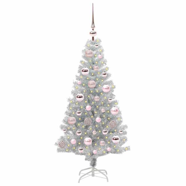 vidaXL &Aacute;rvore de Natal com 150 LEDs com suporte Prateado 120 cm PET