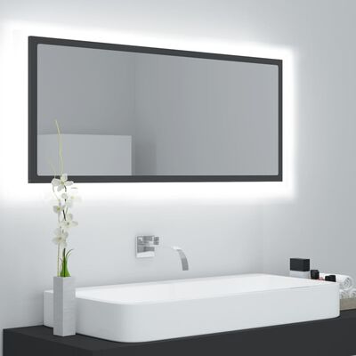 vidaXL Espelho de casa de banho LED 100x8,5x37 cm acrílico cinza