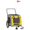 vidaXL Reboque bicicleta p/ animais tecido oxford/ferro amarelo/cinza