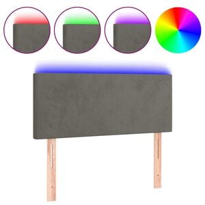 vidaXL Cabeceira de cama c/ luzes LED veludo 80x5x78/88cm cinza-escuro