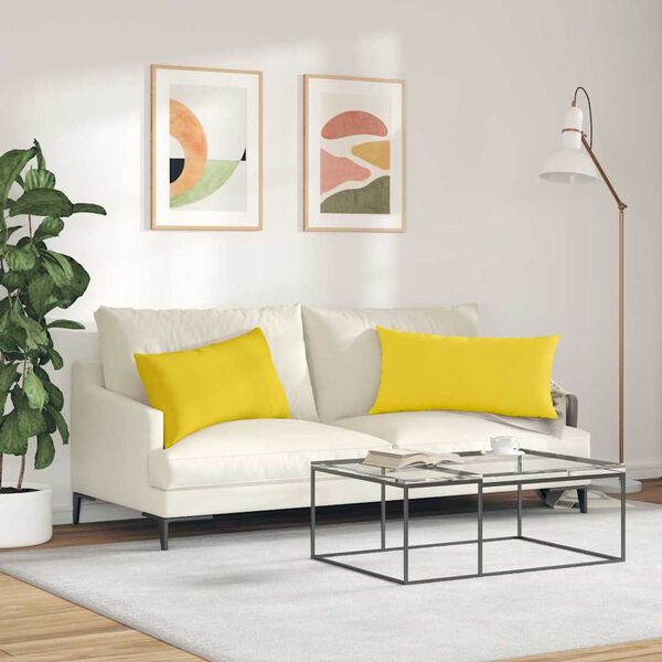 vidaXL Travesseiros de Sofá 2 pcs Amarelo Claro 80 x 40 cm tecido