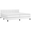 vidaXL Cama box spring c/colch&atilde;o/LED 200x200cm couro artificial branco