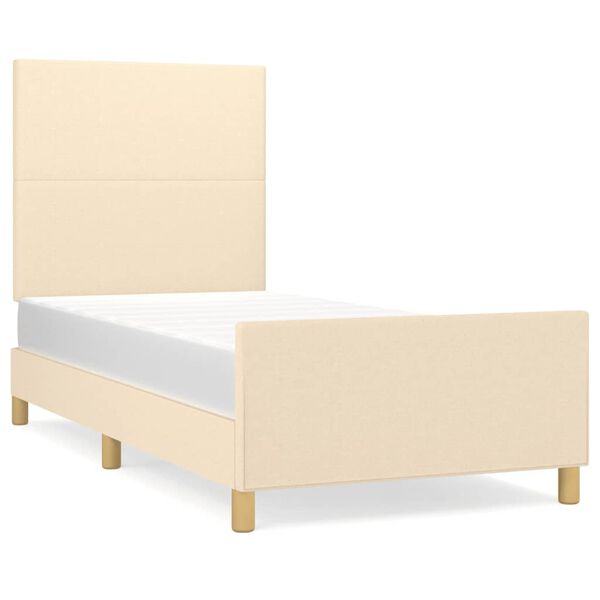 vidaXL Estrutura de cama sem colch&atilde;o 90x190 cm tecido creme