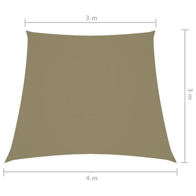 vidaXL Para-sol estilo vela tecido oxford trapézio 3/4x3 m bege