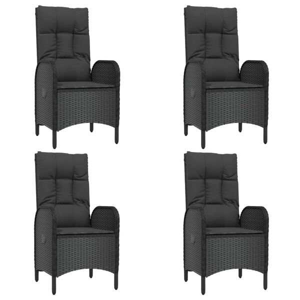vidaXL 5 pcs conjunto de jantar p/ jardim c/ almofad&otilde;es vime PE preto