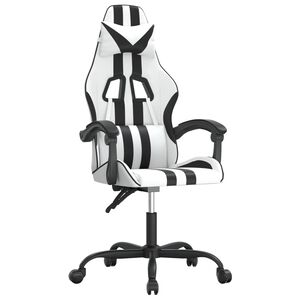 vidaXL Cadeira gaming girat&oacute;ria couro artificial branco e preto
