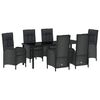 vidaXL Conjunto de Jantar para Jardim 7 unid. Preto vime PE