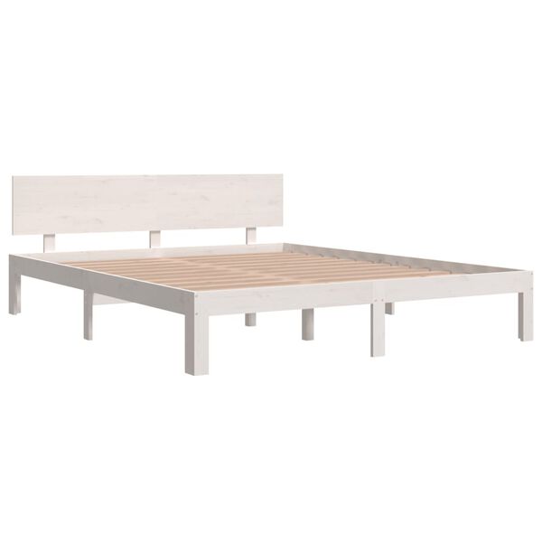 vidaXL Estrutura de cama 160x200 cm pinho maciço branco