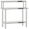 vidaXL Mesa trabalho cozinha c/ prateleira 110x55x120cm a&ccedil;o inoxid&aacute;vel