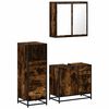 vidaXL 3 pcs conjunto de m&oacute;veis WC madeira processada carvalho fumado
