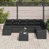 vidaXL Conjunto de Sofá de Jardim com almofada 8 pcs Preto vime PE