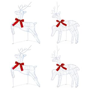 vidaXL Rena de Natal 4 unid. 80 LED Branco frio 43 x 19 x 65 cm