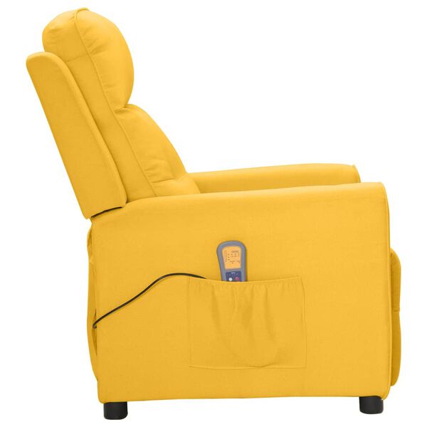 vidaXL Poltrona elevatória de massagens tecido amarelo