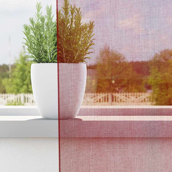 vidaXL Cortinas de voile com bolsos para varão 2 pcs vermelho tinto