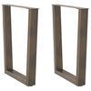 vidaXL P&eacute;s para mesa de jantar em formato de V, 2 pe&ccedil;as, a&ccedil;o natural, 70x(72-73,3) cm, a&ccedil;o