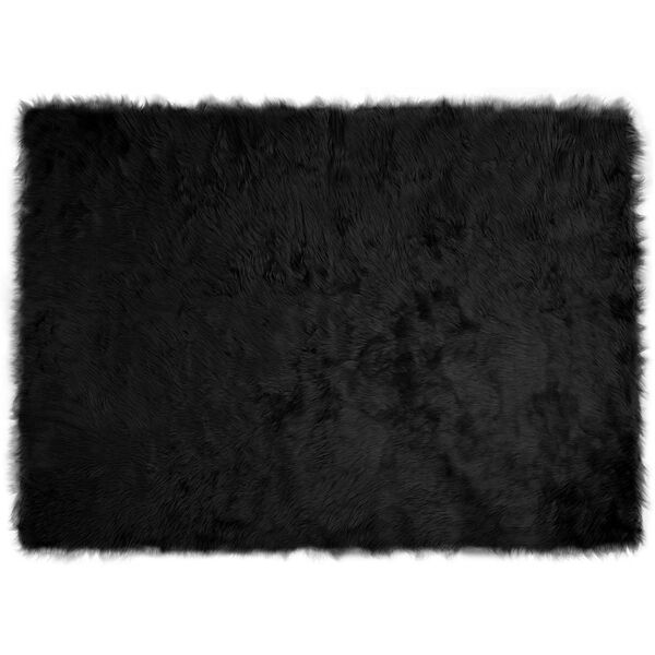 vidaXL Tapete Sint&eacute;tico de Pele de Ovelha Tafalla Preto 120 x 170 cm