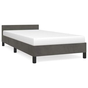 vidaXL Estrutura de cama sem colch&atilde;o 90x190 cm veludo cinzento-escuro