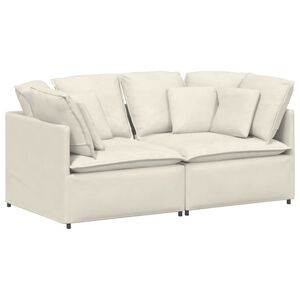 vidaXL Sof&aacute; modular com almofadas veludo creme