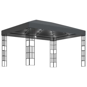 vidaXL Gazebo com cord&otilde;es de luzes LED 3x4 m antracite